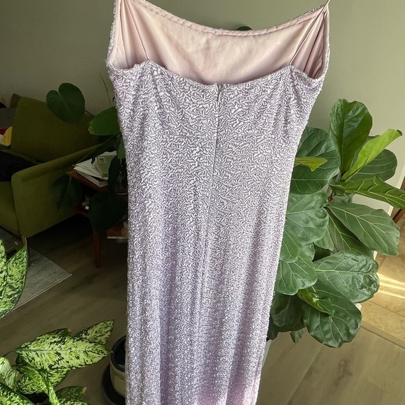 Carman Marc Volvo Beaded Full Length Gown Cocktail Dress Lilac Size 4 - Picture 6 of 7
